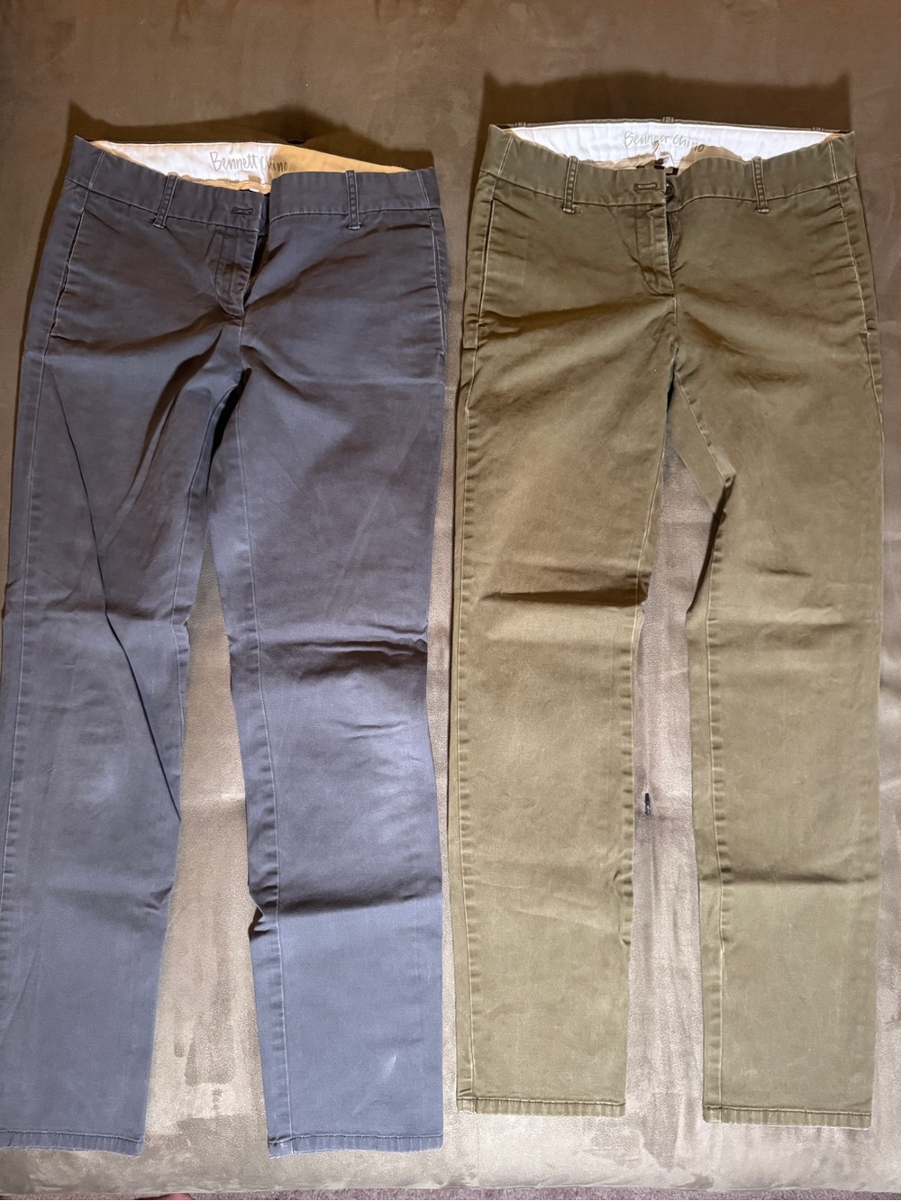 Bundle of two J Crew Bennett Chino Pants in Olive Green and grey, size 4
